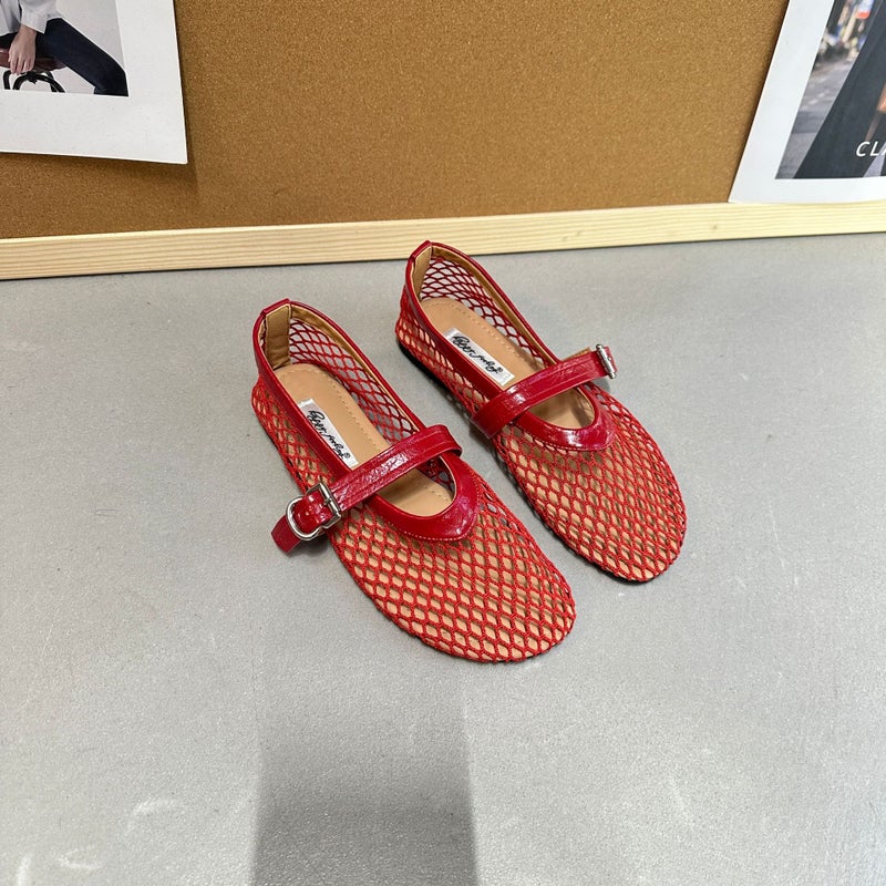 Flat French Mesh Breathable Mary Jane Shoes Women'S Shoes Retro Gentle Late Evening Shoes - Image 1